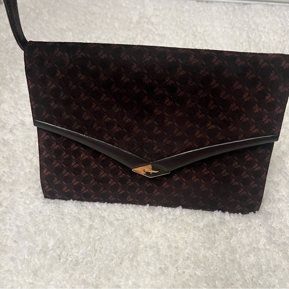 Salvatore Ferragamo Vintage Brown Suede Shoulder Bag
